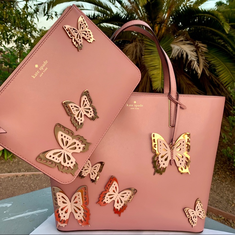 Kate Spade All The Buzz Butterfly Tote /Clutch Set - Picture 2 of 8